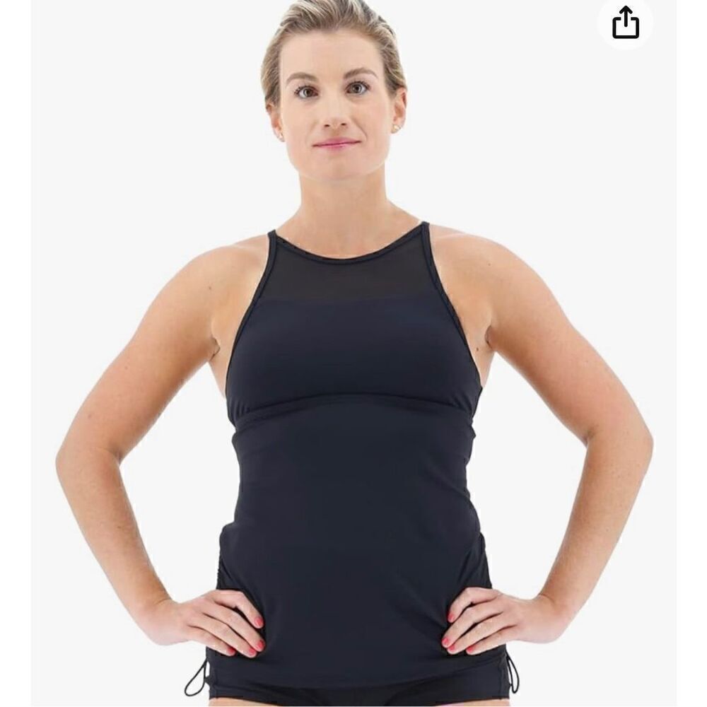 TYR Women's Standard Tessa Tankini Top for Swimming, Yoga, Fitness, and Workout